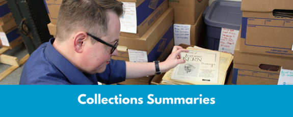 Collections Summaries. A researcher looks through boxes of music arrangements.