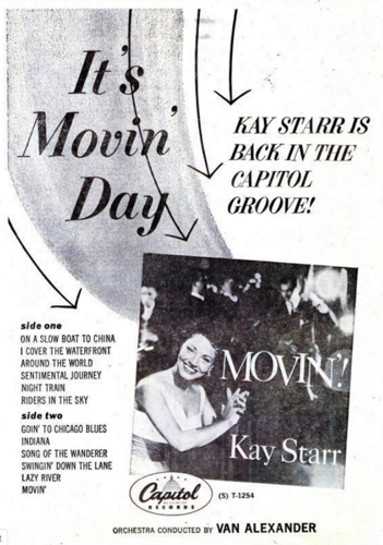 It's Movin' Day ad. Kay Starr is Back in the Capitol Groove.