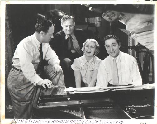 Ruth Etting and Harold Arlen around a piano, circa 1933