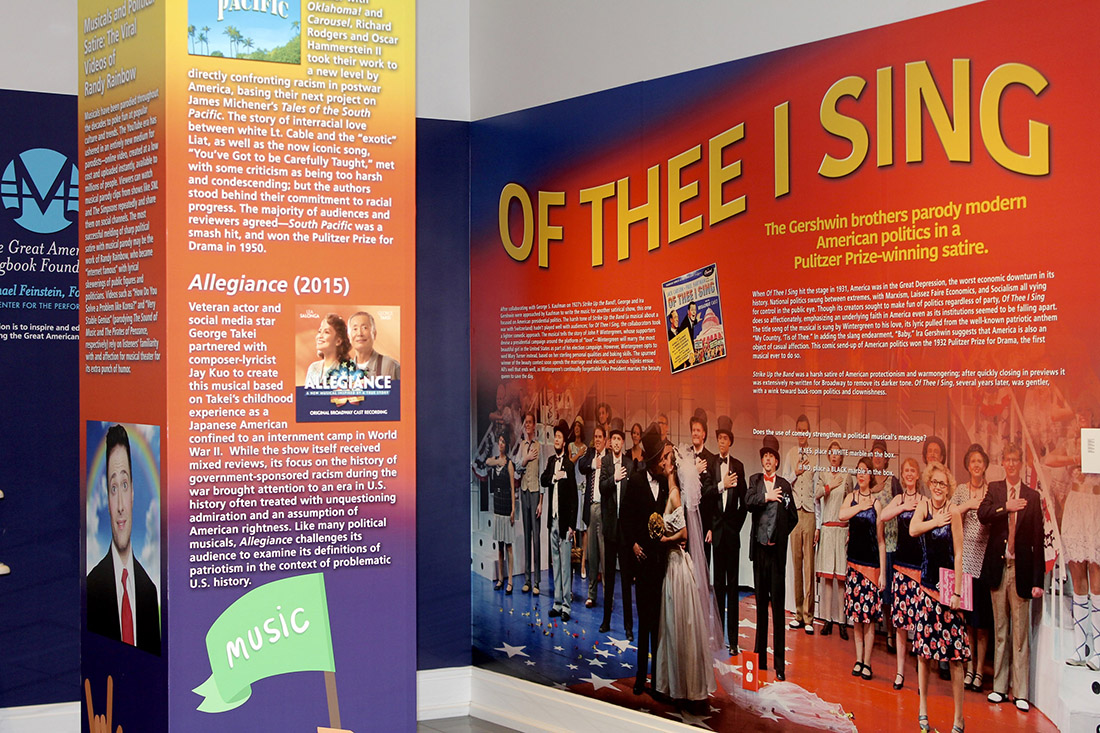 A view of the previous Songbook Exhibit Gallery installation, "Of Thee I Sing."