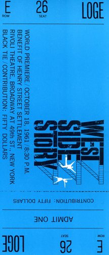 Blue Ticket West Side Story World Premiere October 18, 1961