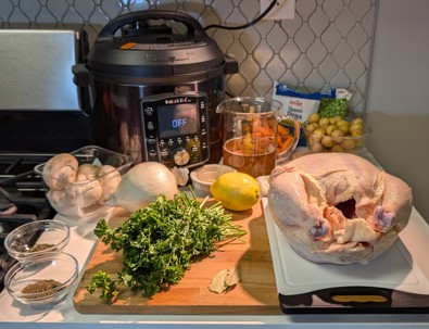 Image of the ingredients laid out across a kitchen counter.