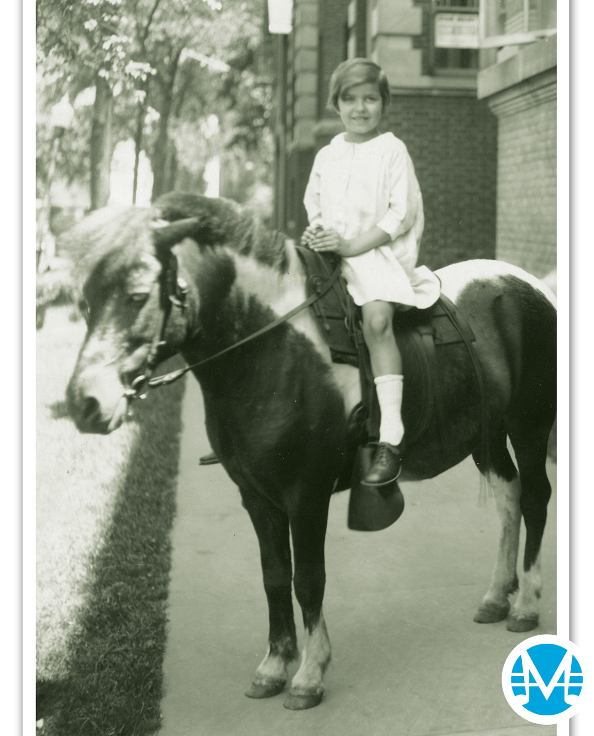 Gus Kahn's daughter, Irene, on a horse.
