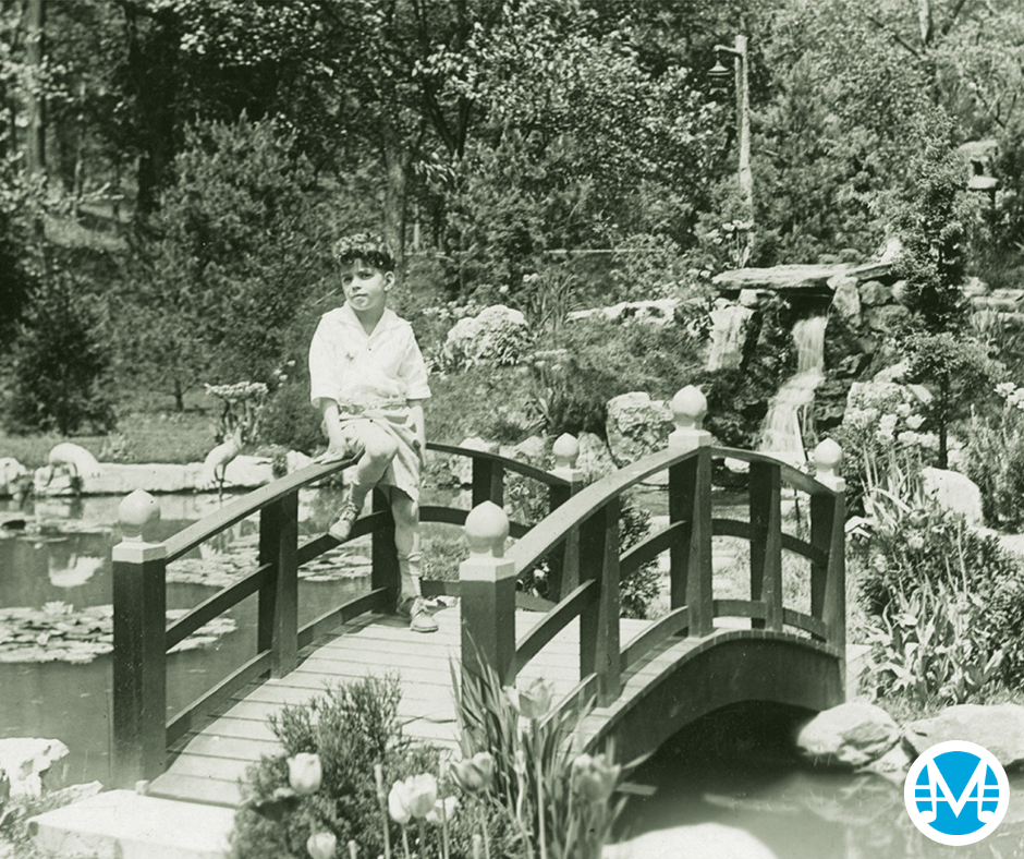 Composer Donald Kahn as a child on a bridge in French Lick, Indiana.