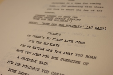 Opening lines to "Home for the Holdiays" from Bing Crosby's White Christmas special.